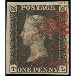 Great Britain 1840 One Penny Black Plate VI TL good to large margins all round, red Maltese Cro...