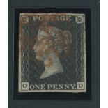 Great Britain 1840 One Penny Black Plate V OD good to large margins all round, red Maltese Cros...