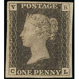 Great Britain 1840 "V.R" One Penny Black CL unused without gum,