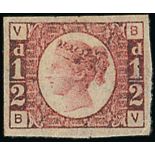 Great Britain 1870-79 Halfpenny Plate 1: BV, imperforate, margins all round,