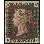 Great Britain 1840 One Penny Black Plate III NE good to large margins all round, crisp red Malt...