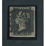 Great Britain 1840 One Penny Black Plate III BD good to large margins, black Maltese Cross canc...