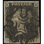 Great Britain 1840 One Penny Black Plate VI DJ good to large margins, practically complete blac...