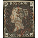 Great Britain 1840 One Penny Black Plate IV QC good to large margins all round, red Maltese Cro...