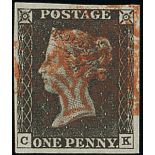 Great Britain 1840 One Penny Black Plate III CK good to large margins all round, red Maltese Cr...
