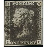Great Britain 1840 One Penny Black Plate VIII ID good to large margins, black Maltese Cross can...