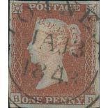 Great Britain 1841-53 One Penny Red-Brown Plate 25: HB, good to large margins, fine and largely...