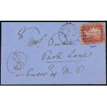Great Britain 1856-58 Watermark Large Crown, Perforation 14 1d. RH, tied by London NW/9 duplex...