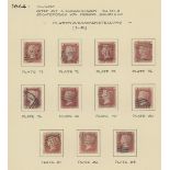 Great Britain 1864-79 One Penny Plate Numbers Set of Plate numbers 71-225 (except 77),