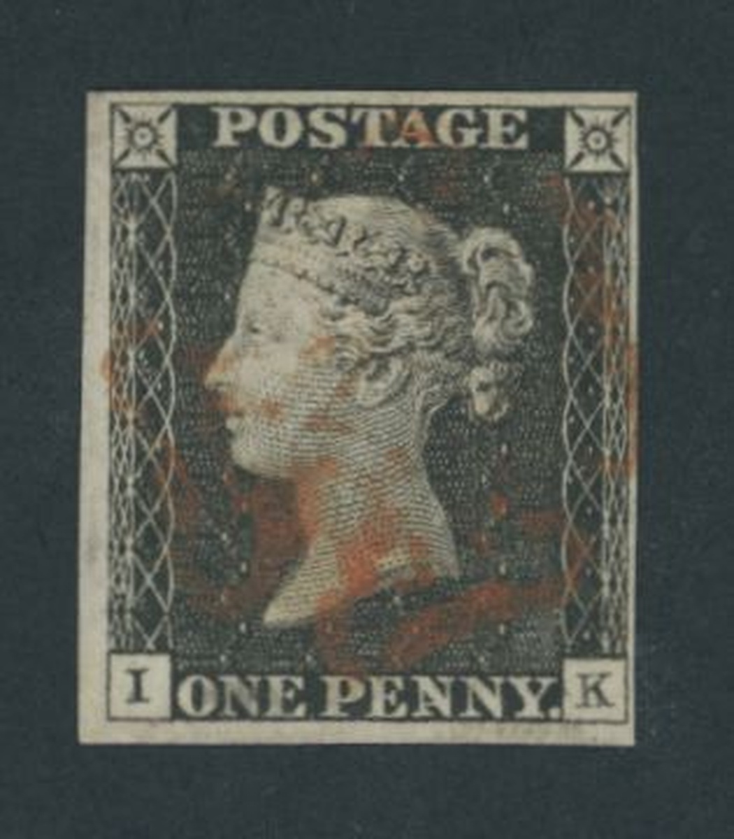 Great Britain 1840 One Penny Black Plate VI IK close to large margins all round, red Maltese Cr...