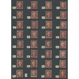 Great Britain 1864-79 One Penny Plate Numbers Selection of thirty-six different Plate numbers,