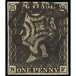 Great Britain 1840 One Penny Black Plate VI NF good balanced margins, crisp black Maltese Cross...