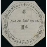 Great Britain Line Engraved Proofs and Essays 1839 James Chalmers "general postage/one penny",