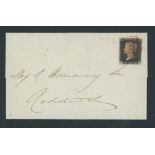 Great Britain 1840 One Penny Black Plate III PH good to large margins all round, tied by red Ma...