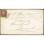 Great Britain 1841-53 One Penny Red-Brown HC margins all round, tied by a good clear strike of...