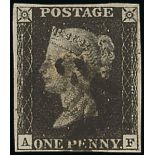 Great Britain 1840 One Penny Black Plate VIII AF good margins all round, black Maltese Cross ca...