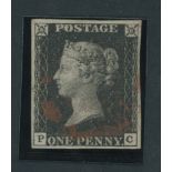 Great Britain 1840 One Penny Black Plate VII PC good to large margins all round, red Maltese Cr...