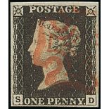 Great Britain 1840 One Penny Black Plate IV SD good to large margins all round, red Maltese Cro...