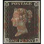 Great Britain 1840 One Penny Black Plate II SB good to large margins all round, red Maltese Cro...