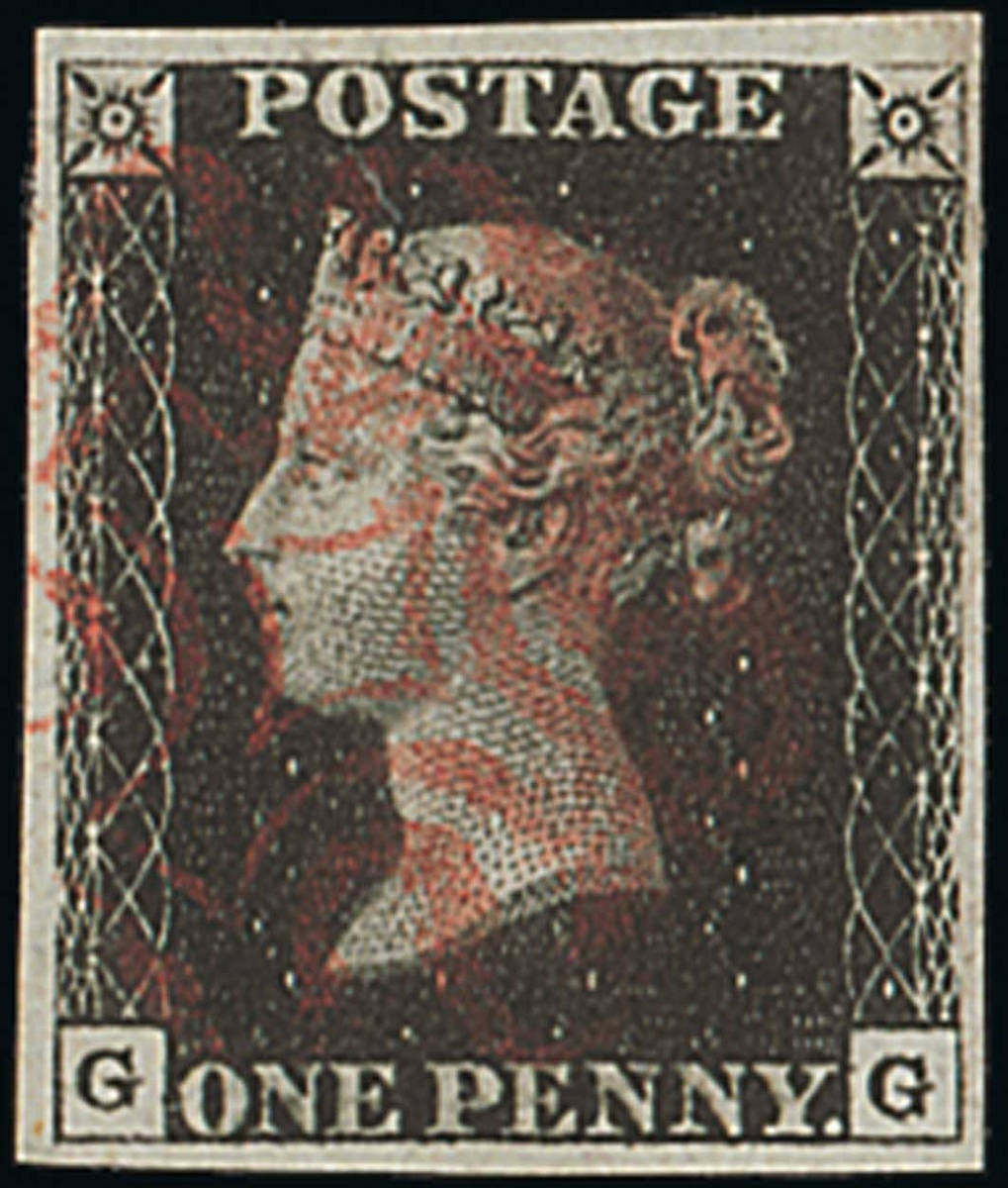 Great Britain 1840 One Penny Black Plate VI GG intense black shade, large margins all round, ru...