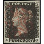 Great Britain 1840 One Penny Black Plate VI GG intense black shade, large margins all round, ru...