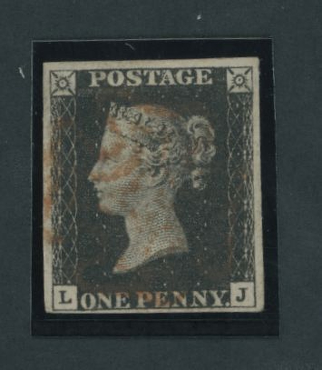 Great Britain 1840 One Penny Black Plate IV LJ close to large margins all round, light red Malt...