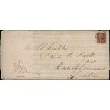 Great Britain 1841-53 One Penny Red-Brown Plate 39: NH, large margins, tied by Dublin distincti...