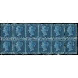 Great Britain 1854-47 Watermark Large Crown, Perforation 14 2d. blue Plate 6: SG-TL block of tw...