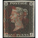 Great Britain 1840 One Penny Black Plate VIII BJ on thin paper, good to very large margins all...