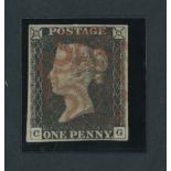 Great Britain 1840 One Penny Black Plate III CG slightly close to large margins, upright red Ma...