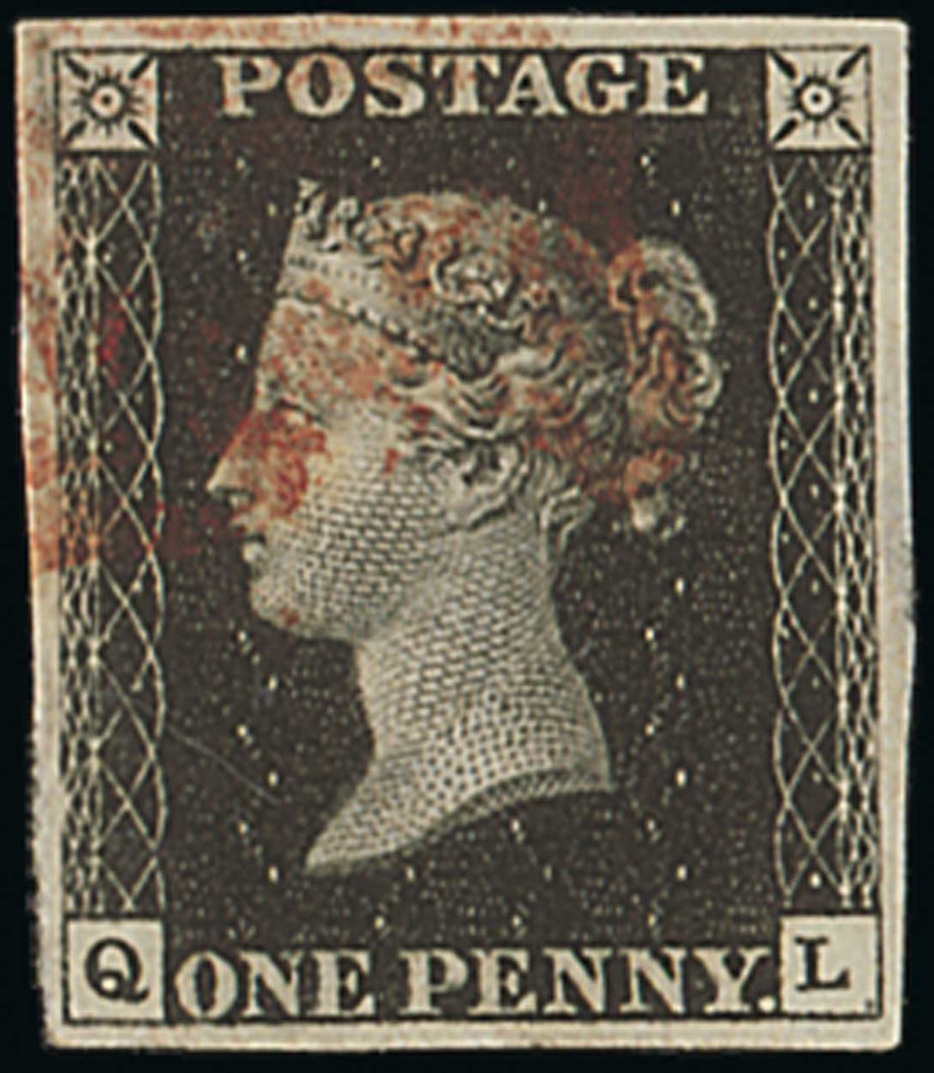 Great Britain 1840 One Penny Black Plate VII QL large to very large margins all round, light re...