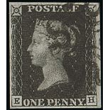 Great Britain 1840 One Penny Black Plate V EH good to large margins, black Maltese Cross cancel...