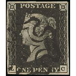 Great Britain 1840 One Penny Black Plate II LC good to large margins all round, crisp black Mal...