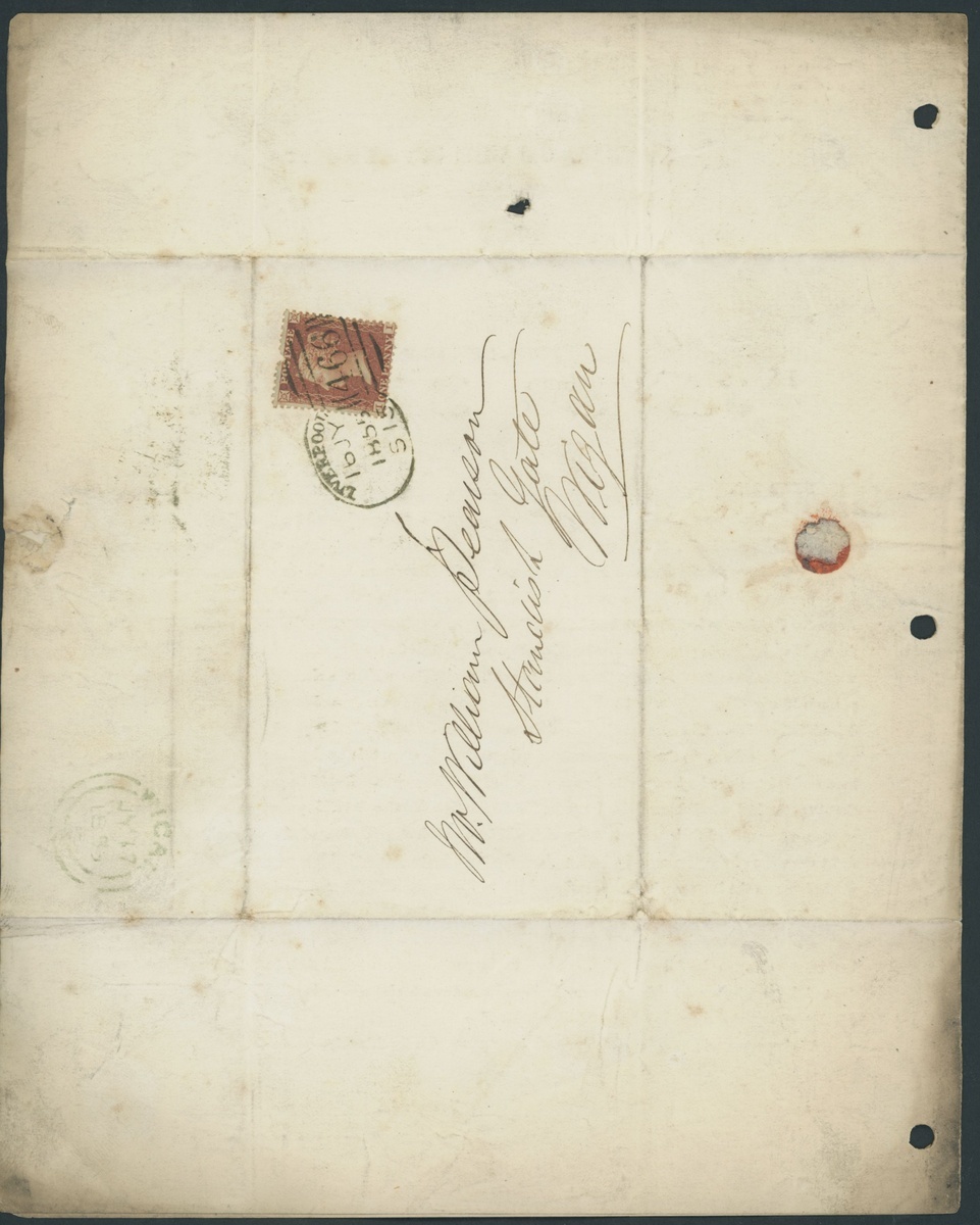 Great Britain Postal History 1855 (16 July) advertising envelope from Liverpool to Wigan, beari... - Image 2 of 2