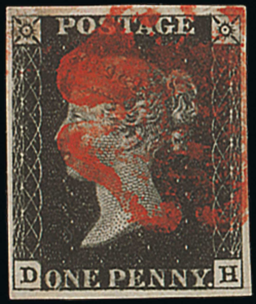 Great Britain 1840 One Penny Black Plate VIII DH large margins all round, vivid red Maltese Cro...