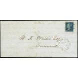 Great Britain 1841 Two Pence Blue Plate 3 KD good to large margins all round, tied to entire le...