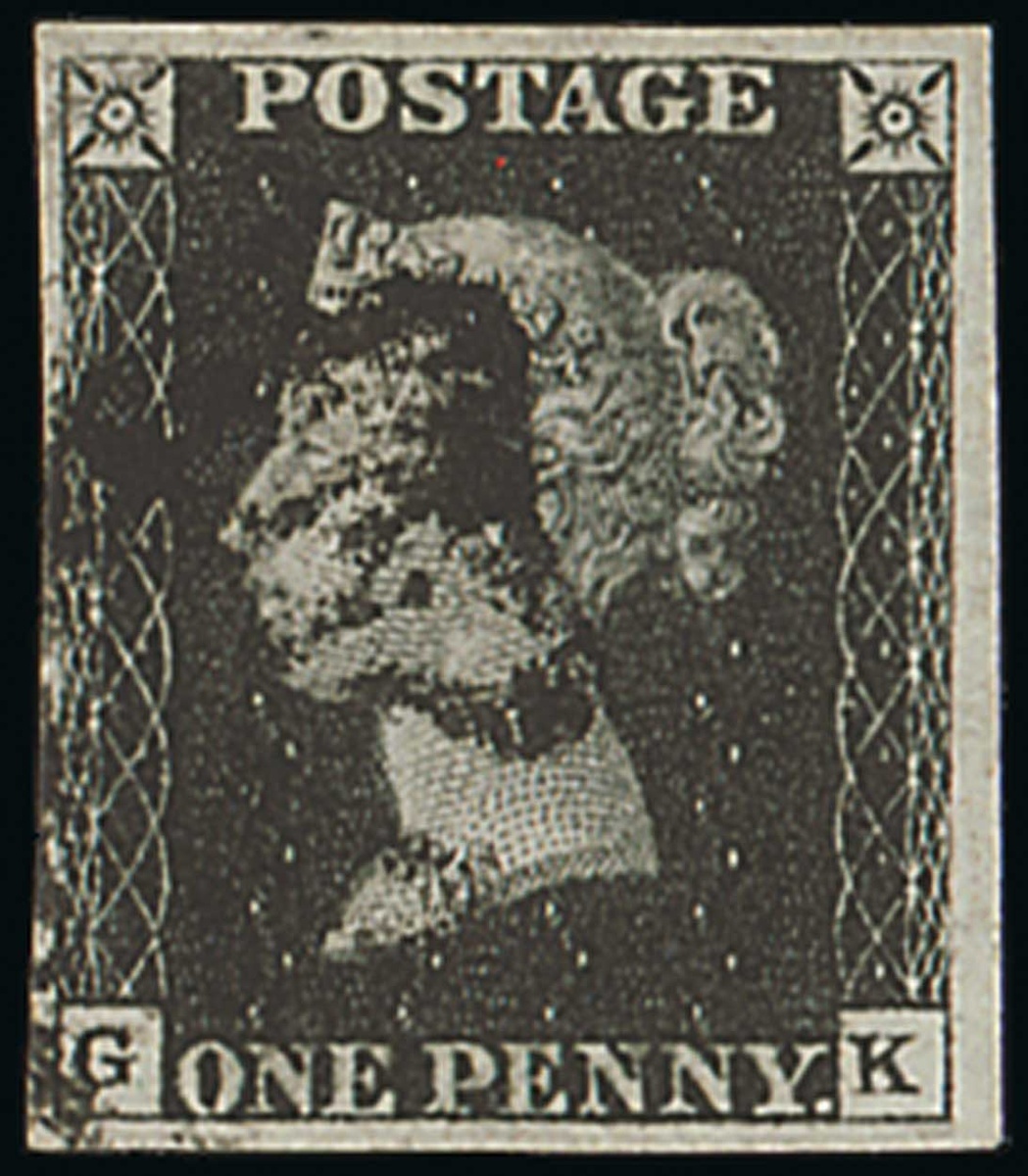 Great Britain 1840 One Penny Black Plate VI GK intense black shade, large margins all round, bl...