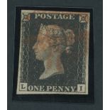 Great Britain 1840 One Penny Black Plate VII LI slightly close to very large margins all round,...