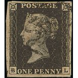 Great Britain 1840 One Penny Black Plate IV BL good to large margins all round,