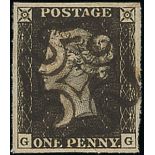 Great Britain 1840 One Penny Black Plate III GG good to very large margins all round, crisp, pr...
