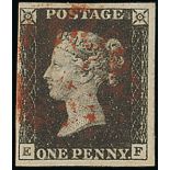 Great Britain 1840 One Penny Black Plate VII EF intense black shade, good to very large margins...