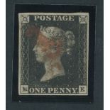 Great Britain 1840 One Penny Black Plate VI ME good to large balanced margins all round, red Ma...