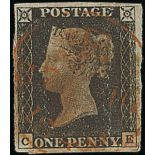 Great Britain 1840 One Penny Black Plate III CE large margins, cancelled by a fine strike of th...