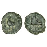 Italy, Picenum, Hatria (c. 268-225 BC), Æ Biunx, 72.2g, 42mm, cockerel standing left, rev. shoe...