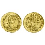 Valentinian III (425-455), AV Solidus, 4.44g, Ravenna, diademed and draped bust right, rev. Emp...