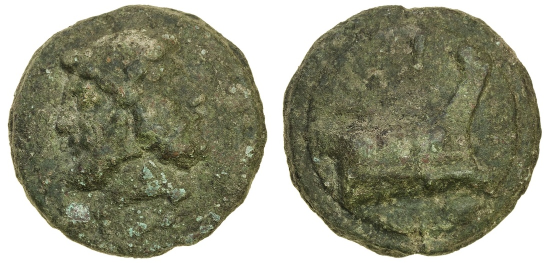 Roman Republic, Rome (c. 225-217 BC), Æ As, 271.59g, laureate and bearded head of Janus, rev. p...