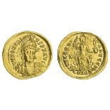 Honorius (393-423), AV Solidus, 4.28g, Constantinople, AD 408-420, officina h, helmeted and cui...