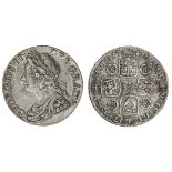 George II (1727-60), Shilling, 1741, young laureate, draped and cuirassed bust left, rev. crown...