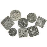 India, Mughal Empire, Akbar (1556-1605), square Rupees (3), Lahore, AH989, Urdu Zafar Qarin, Al...