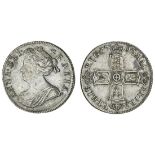 Anne (1702-14), pre-Union, Shilling, 1702, first laureate and draped bust left, rev. crowned sh...